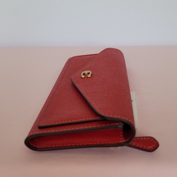 COACH Wyn Crossgrain Leather Wallet –Sport Red color⭐ - Picture 11 of 16